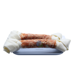 snowflake salmon wrapped rawhide 10 inch